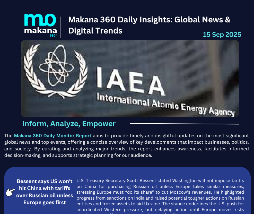 15 September – Daily Monitoring Report