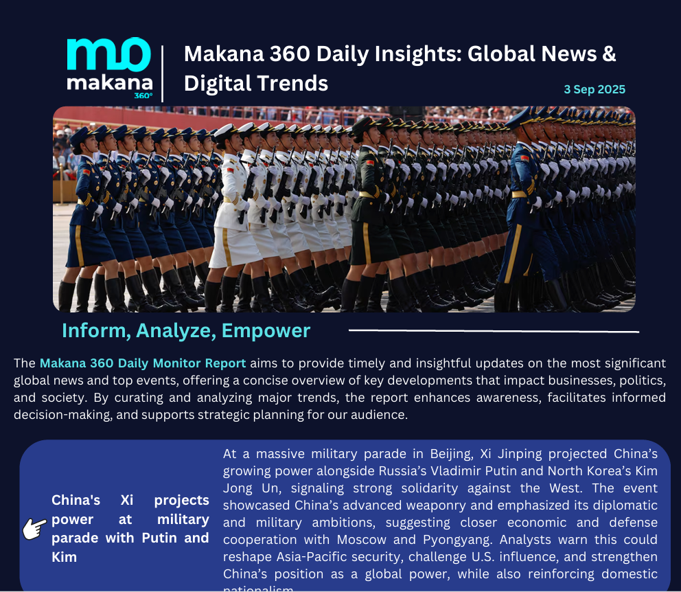 3 September – Daily Monitoring Report